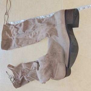 SM NY tan suede thigh high boots